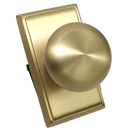 Emtek Providence Knob 2-3/8 in Backset Privacy w/Rectangular Rose for 1-1/4 in to 2 in Door Satin Brass 8221PUS4